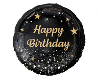 Balon foliowy Happy Birthday czarny 45 cm