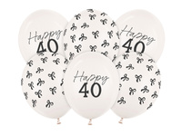 Balony lateksowe 40 urodziny Happy 40 Birthday Off-white Pastel 30 cm 6 szt.