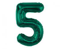 Balon foliowy Cyfra 5 butelkowa zieleń 85 cm