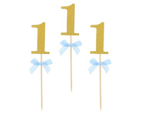 Pikery na babeczki Roczek, niebieskie, 10 szt.