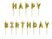Świeczki urodzinowe Happy Birthday złote 2,5 cm 13 szt.