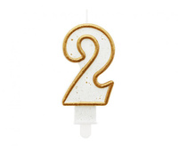 Świeczka B&C cyferka "2", złoty kontur