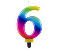 Świeczka Cyfra 6 Galaxy wielokolorowa 8,0 cm