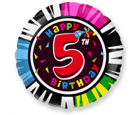 #FX18 Balon foliowy 18" FX - " Happy Birthday - 5", pakowany