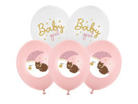 Balony lateksowe Baby Shower Baby Girl różowe 30 cm 6 szt.