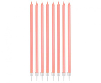 Świeczki perłowe jasnoróżowe, 15.5x0.44 cm, 8 szt.