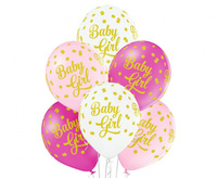 Balony D11 Baby Girl Dots 1C5S, 6 szt.