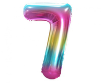 Balon foliowy Cyfra 7 tęczowy 85 cm