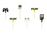 Dekoracje do muffinek Gamer 6-10,5 cm 6 szt.
