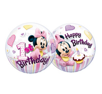 Balon foliowy 22" QL Bubble Poj. Minne Mouse 1 Urodziny