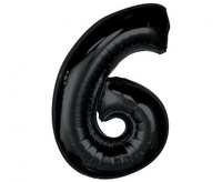 Balon foliowy Smart, cyfra 6, czarna, 92 cm