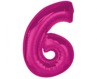 Balon foliowy Smart, cyfra 6, różowa, 92 cm