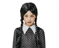 Peruka dla dzieci czarne warkocze (bez grzywki)