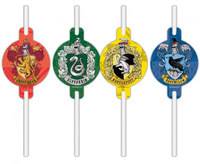 Rurki (słomki) papierowe z medalionem Harry Potter Hogwarts Houses, 4 szt.