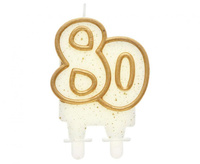 Świeczka B&C cyferka "80", złoty kontur