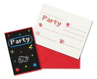 #PZ Zaproszenia z kopertami Gaming Party, 6 szt.