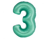 Balon foliowy Smart, Cyfra 3, miętowa matowa, 76 cm