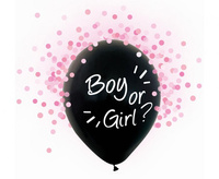Balony lateksowe Gender Reveal konfetti Boy or Girl różowe 30 cm 4 szt.