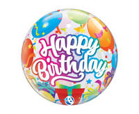 Balon Bubble Birthday Surprise przezroczysty 55 cm