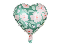 Balon foliowy - Serce w kwiaty, 45 cm