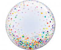 Balon foliowy 24" QL Deco Bubble, kolorowe grochy