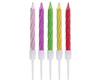 #SU Świeczki B&C Twister, metaliczne, mix, 8x0.36 cm, 10 szt.