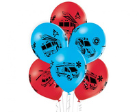 Balony lateksowe Emergency Vehicles niebieskie 29 cm 6 szt.