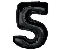 Balon foliowy Smart, cyfra 5, czarna, 92 cm