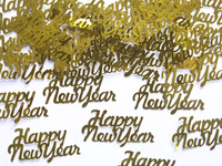 Konfetti Sylwester Happy New Year złote 4 x 2 cm 3 g