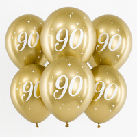 Balony lateksowe 90 urodziny Happy 90 Birthday Glossy złote 30 cm 6 szt.