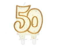 Świeczka B&C cyferka "50", złoty kontur