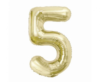 Balon foliowy B&C, cyfra 5, szampańska, 85 cm