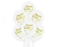 Balony lateksowe Chrzest Święty białe 29 cm 6 szt.