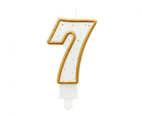 Świeczka B&C cyferka "7", złoty kontur