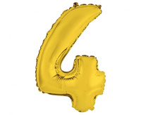 Balon foliowy "Cyfra 4", złota, 35 cm