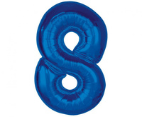 Balon foliowy Smart, cyfra 8, niebieska, 92 cm