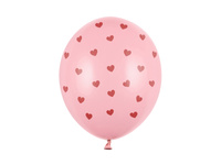 Balony lateksowe Serduszka czerwone pastel różowy 30 cm 6 szt. PartyDeco