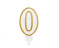 Świeczka B&C cyferka "0", złoty kontur