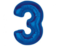 Balon foliowy Smart, cyfra 3, niebieska, 92 cm