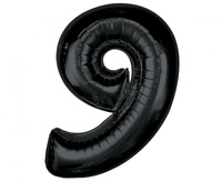 Balon foliowy Smart, cyfra 9, czarna, 92 cm