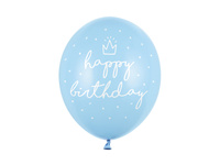Balon lateksowy Happy Birthday jasnoniebieski 30 cm