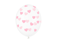 Balon lateksowy Walentynki serduszka różowy przezroczysty 29 cm