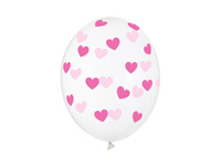 Balon lateksowy Walentynki przezroczysty serduszka różowe 29 cm