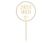 Dekoracja papierowa na tort Chrzest Święty gołąbek biała 14 cm
