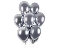 Balon lateksowy Shiny srebrny 33 cm