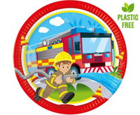 #PT23 Talerzyki papierowe Firefighters, next generation, 23cm, 8 szt. (plastic-free)