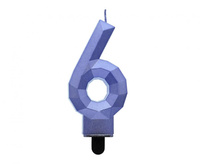 Świeczka cyferka 6 - Diament, metalik ciemnoniebieski, 7.6 cm