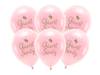 Balony Eco 33 cm, Chrzest Święty, rumiany różowy (1 op. / 6 szt.)