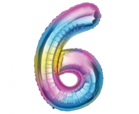 Balon foliowy B&C Cyfra 6, tęczowa, 85 cm