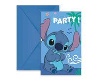 #ZK Zaproszenia z kopertami Stitch & Angel Disney, 6 szt.